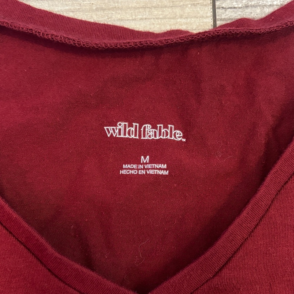 Wild Fable Maroon V-Neck Crop Top - Picture 2 of 3